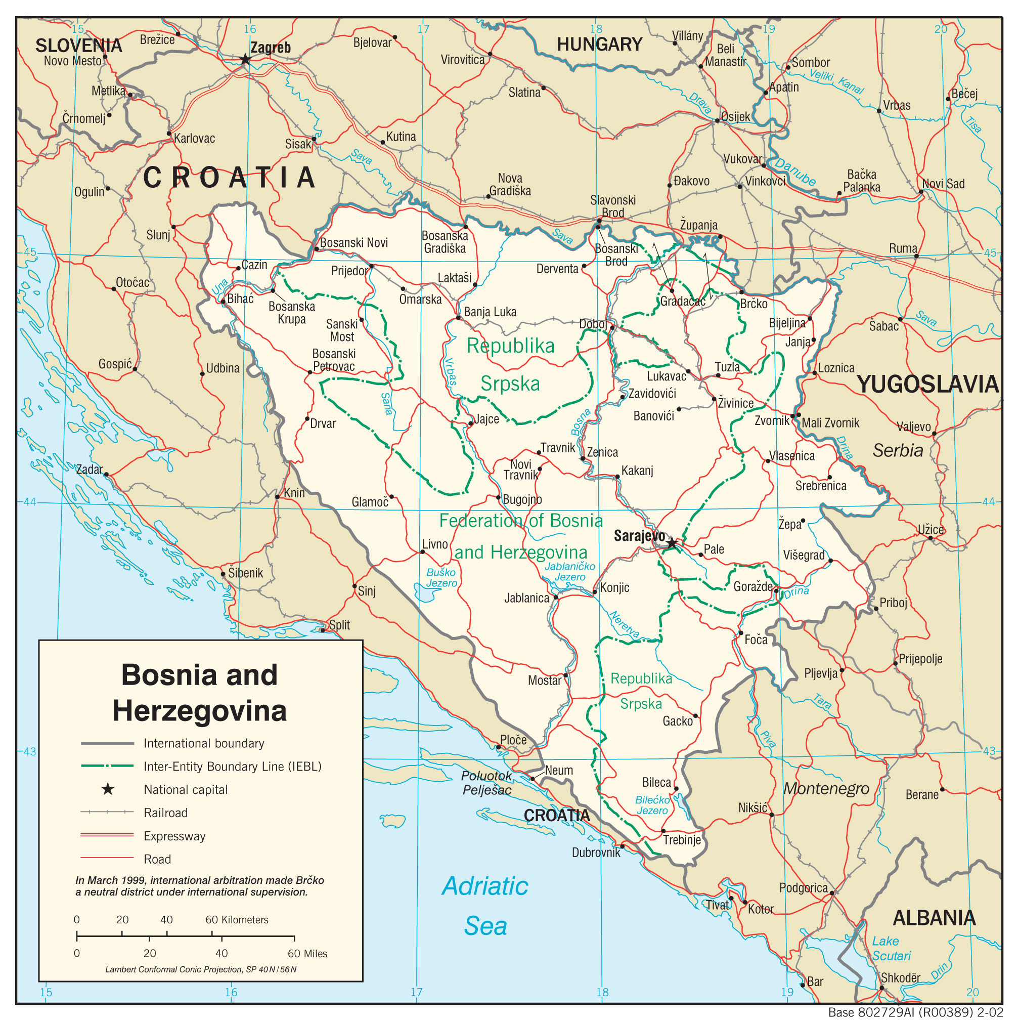 map Bosna Hersek